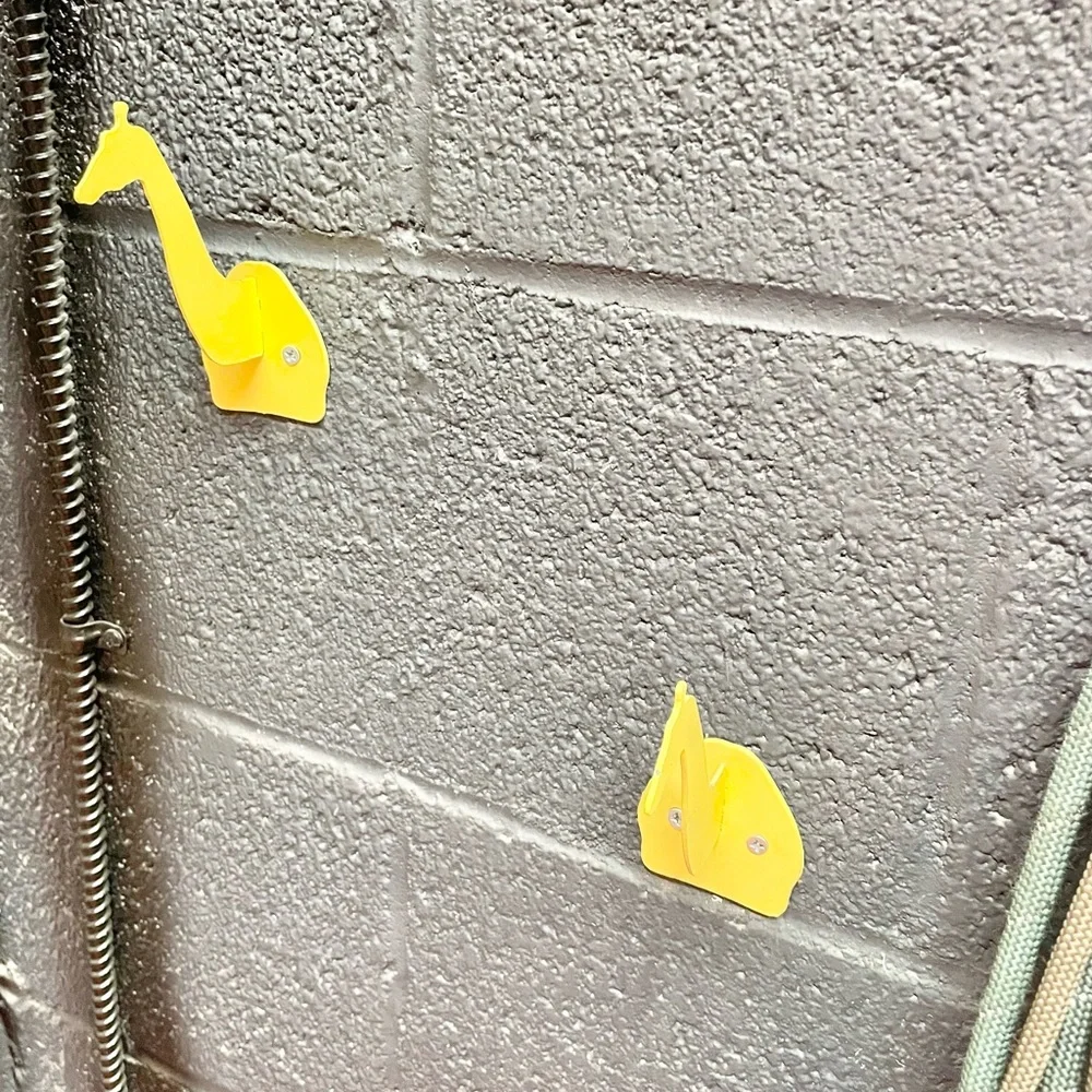 HANDMADE | Yellow Metal Giraffe Hook Kids Room Decor Wall Art